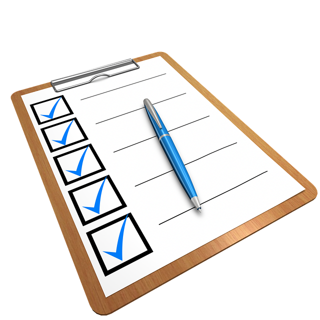 Clip board and pen with check boxes